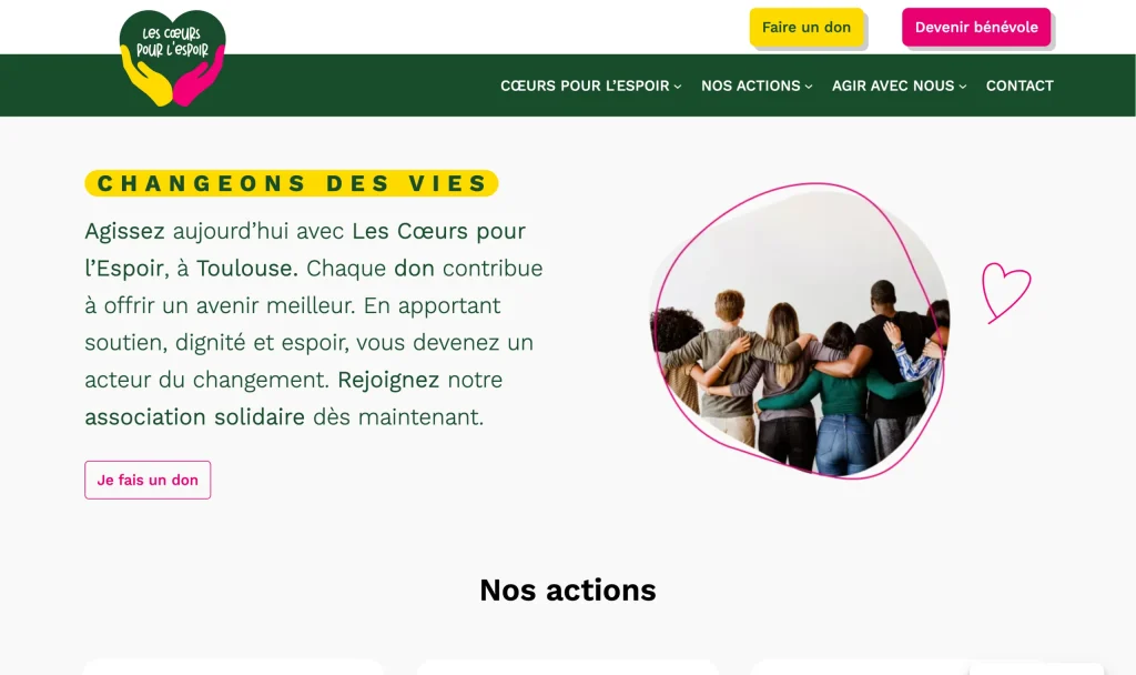 Site web vitrine pour association à Toulouse – design et intégration