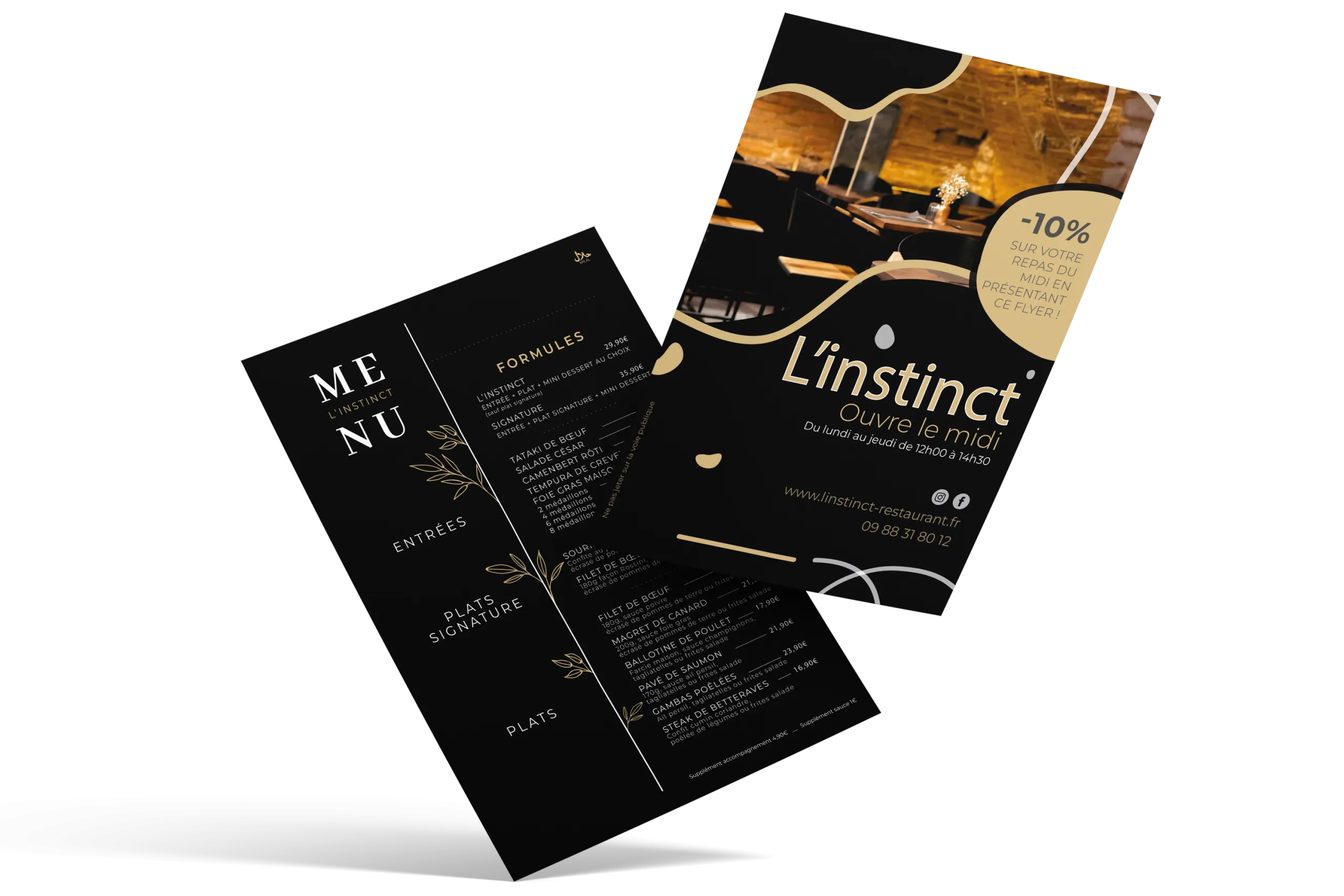 flyer menu restaurant L'Instinct design print