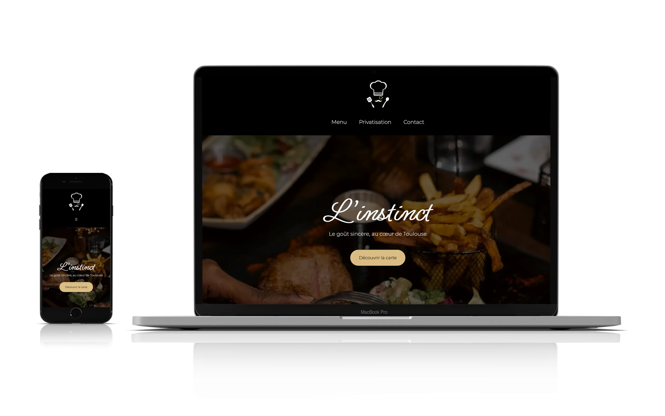 site web restaurant L'Instinct identité visuelle
